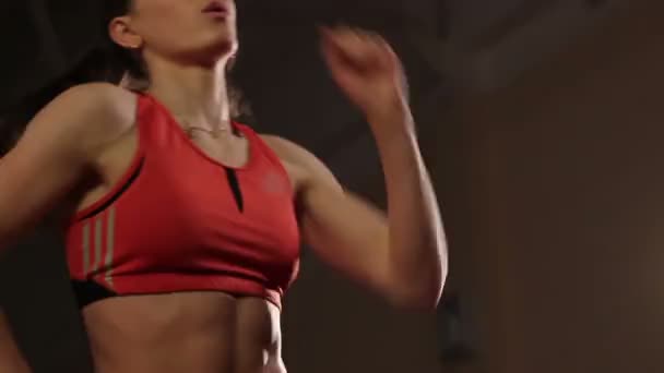 Exercício de fitness por mulher jovem — Vídeo de Stock