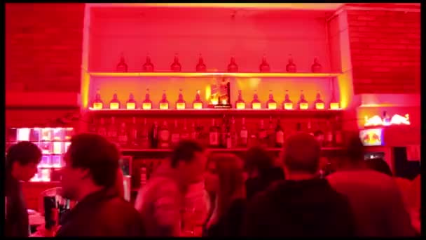 Timelapse of people walking near the bar — Stock Video