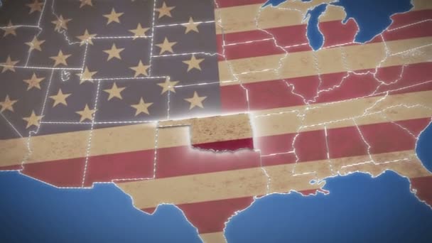 俄克拉荷马州在美国地图上 — 图库视频影像