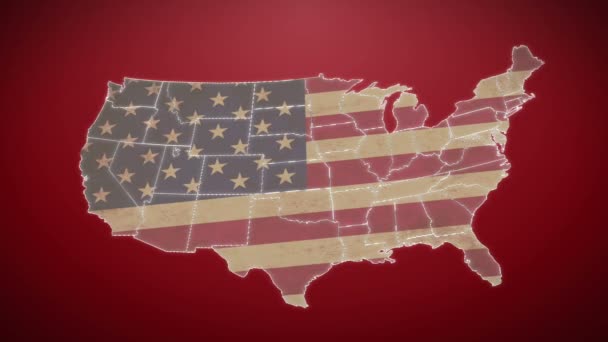 Mapa separado de Estados Unidos — Vídeo de stock