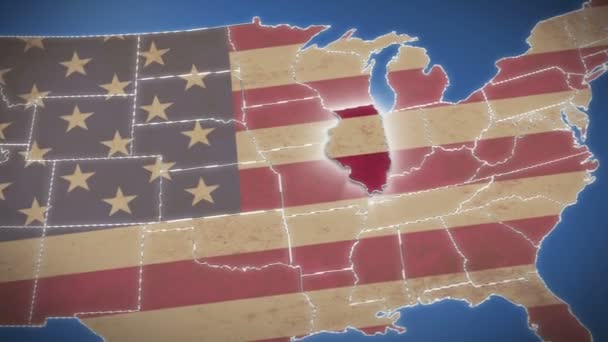 Illinois na mapu usa — Stock video