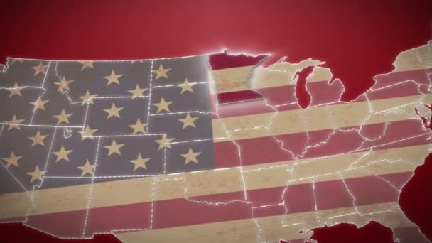 Minnesota na mapie usa — Wideo stockowe