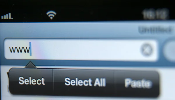 Adres çubuğuna bir ekranla — Stok fotoğraf