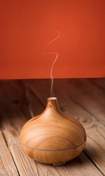 Illat Rusztikus Asztalon Narancs Háttér — Stock Fotó