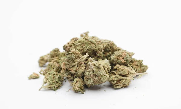 Set Von Marihuana Knospen Weißer Hintergrund — Stockfoto