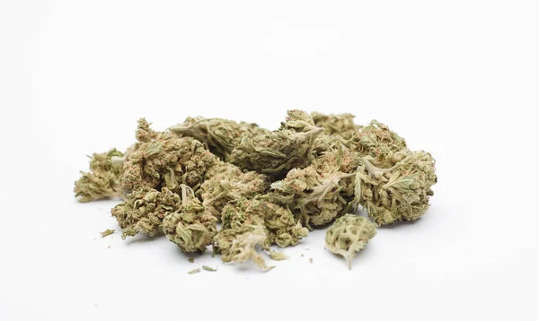 Set Von Marihuana Knospen Weißer Hintergrund — Stockfoto