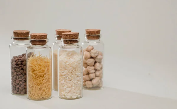 emergency food storage in glass jars with corks