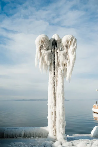 Icy Lantern Shape Monster Winter Landscape Selective Focus — стоковое фото