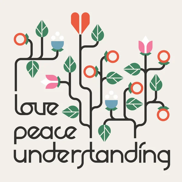 和平、 爱和理解 — 图库矢量图片