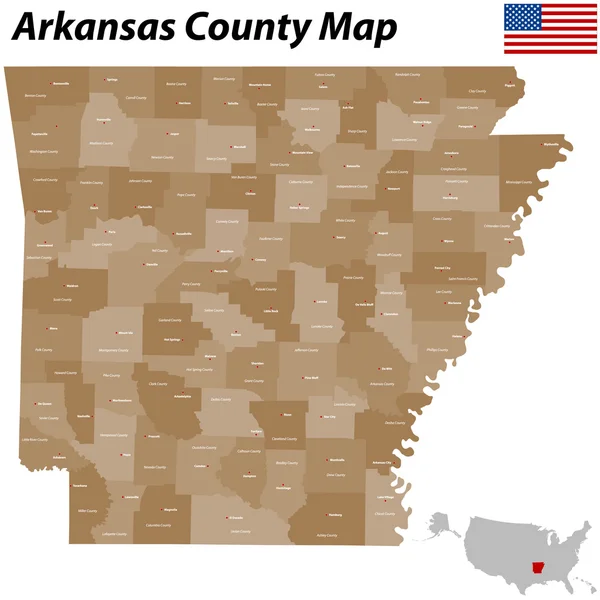 Arkansas harita — Stok Vektör