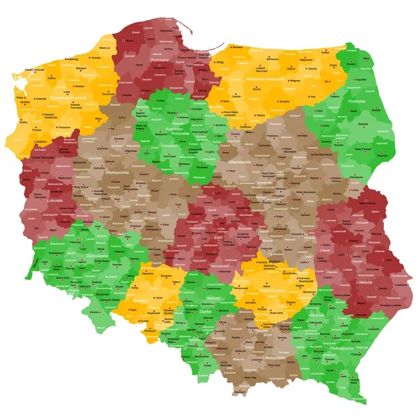 El mapa de Polonia. — Archivo Imágenes Vectoriales