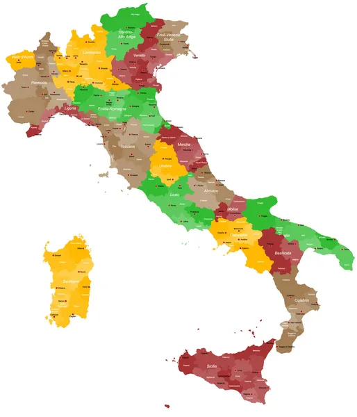 La mappa di Italia — Vettoriale Stock