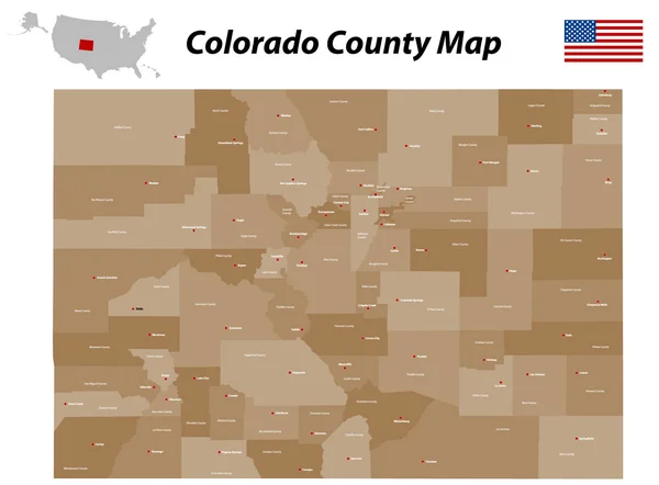 Colorado Grafschaft Karte — Stockvektor