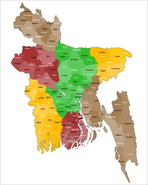 La mappa di Bangladesh — Vettoriale Stock