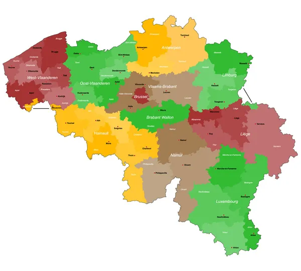 벨기에 지도 — 스톡 벡터