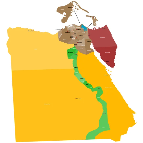 El mapa de Egipto — Vector de stock