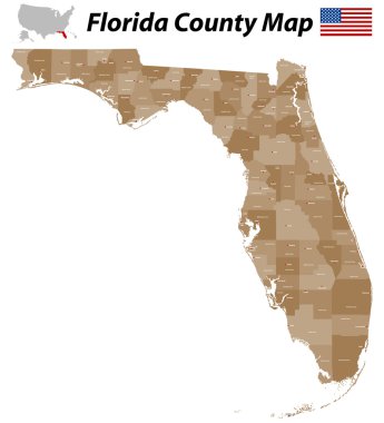 Florida County Map clipart