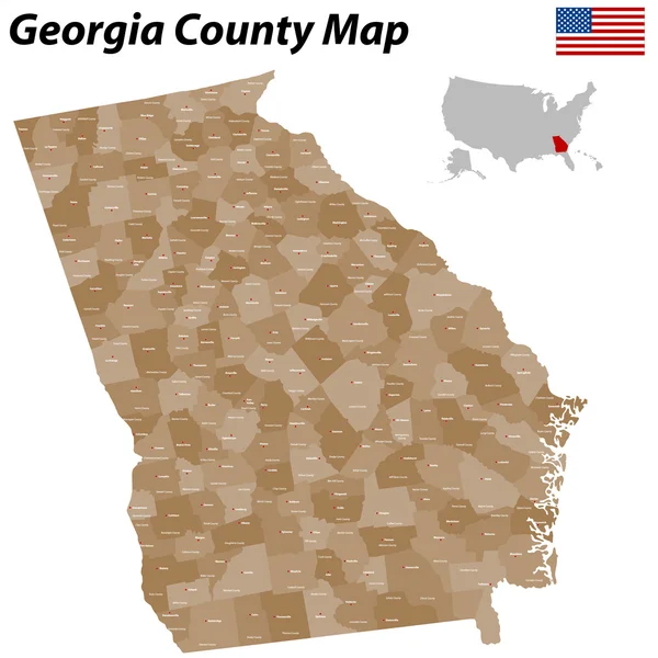 Georgia County Map — Stock Vector