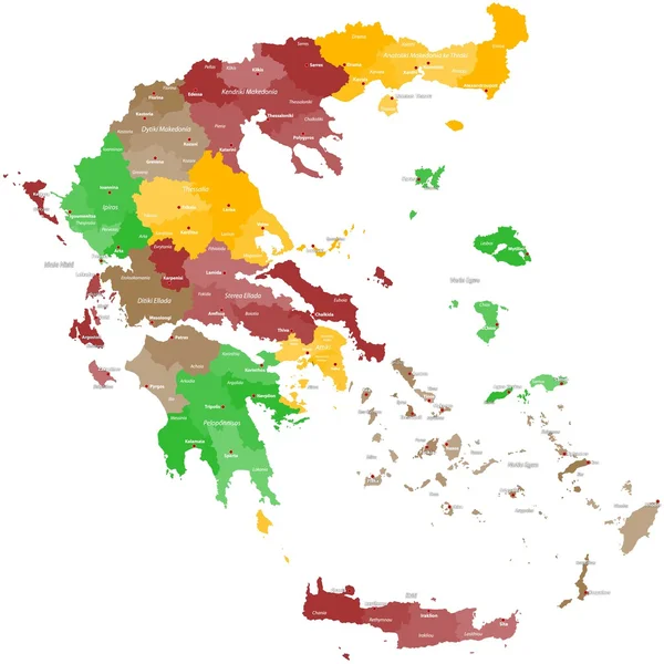 Mapa da Grécia —  Vetores de Stock