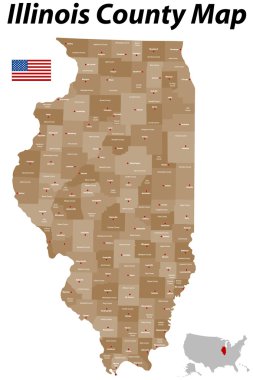 Illinois county map clipart