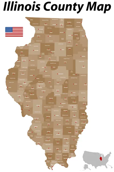 Illinois county map — Stock Vector