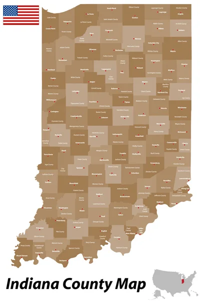 Mapa powiatu Indiana — Wektor stockowy