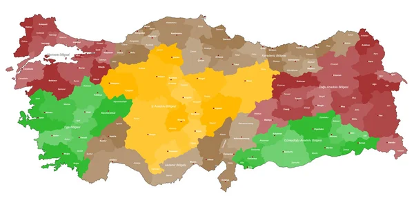 Mapa Turecka — Stockový vektor