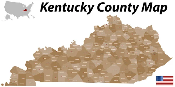 Mapa hrabství Kentucky — Stockový vektor