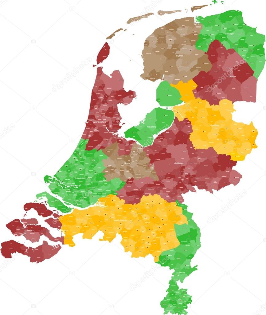 Holandés, Condados, Apeldoorn, Provincias, Esquema Imagen Vectorial de