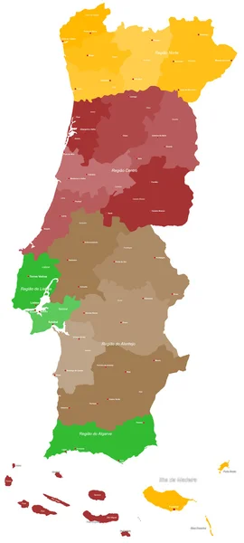 La mappa di Portogallo — Vettoriale Stock