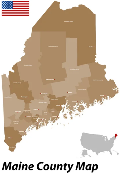 Maine county karta — Stock vektor