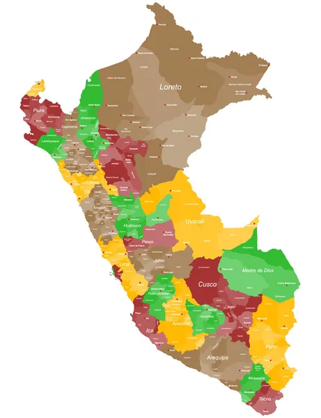 La mappa di Peru — Vettoriale Stock