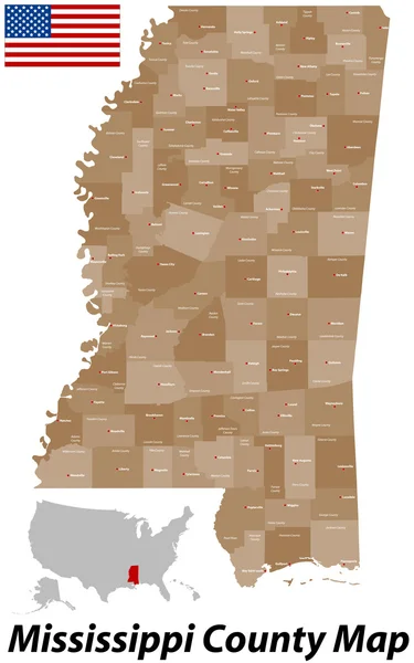 Carte du comté de Mississippi — Image vectorielle