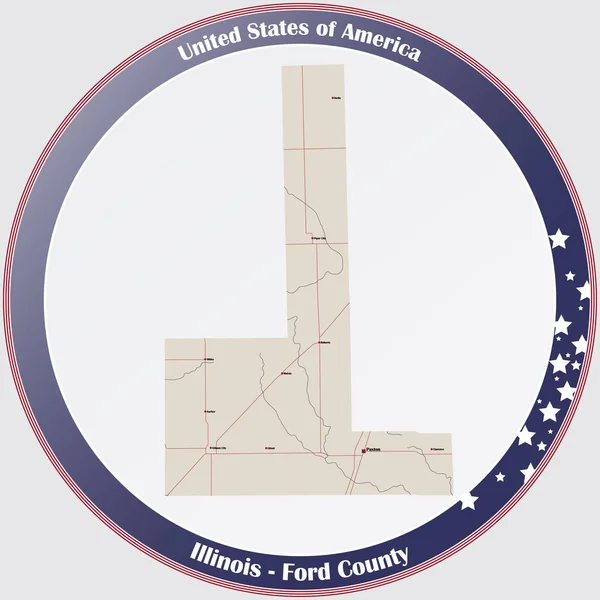 Mapa Staré Hrací Kartě Okresu Ford Illinois Usa — Stockový vektor