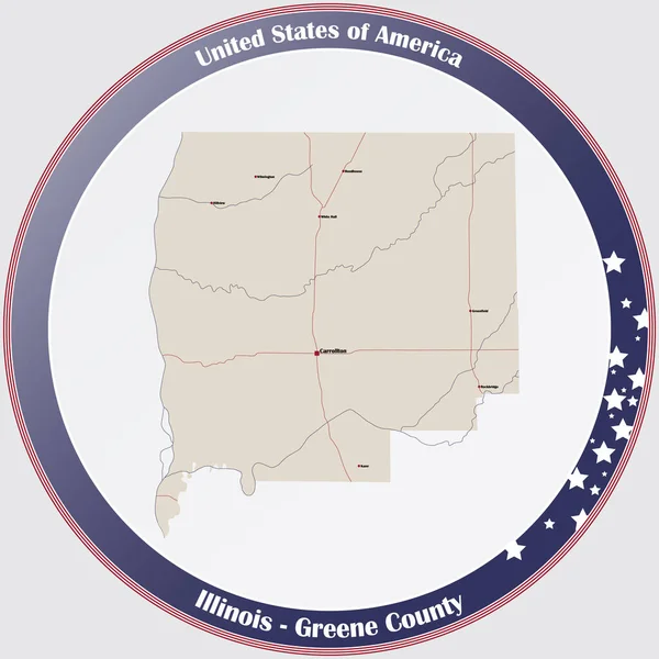 Karta Över Ett Gammalt Spelkort Från Greene County Illinois Usa — Stock vektor