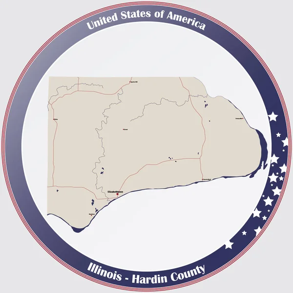 Karta Över Ett Gammalt Spelkort Från Hardin County Illinois Usa — Stock vektor