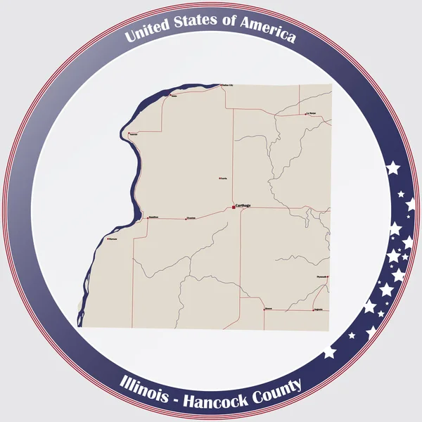 Mapa Uma Antiga Carta Baralho Condado Hancock Illinois Eua —  Vetores de Stock
