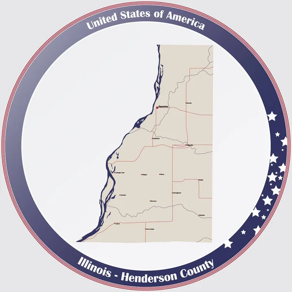 Mapa Viejo Naipe Del Condado Henderson Illinois Estados Unidos — Archivo Imágenes Vectoriales