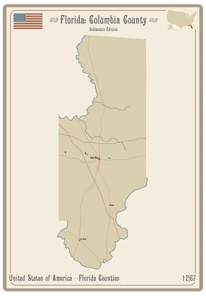 Карта Старой Игральной Карты Округа Колумбия Флориде Сша — стоковый вектор