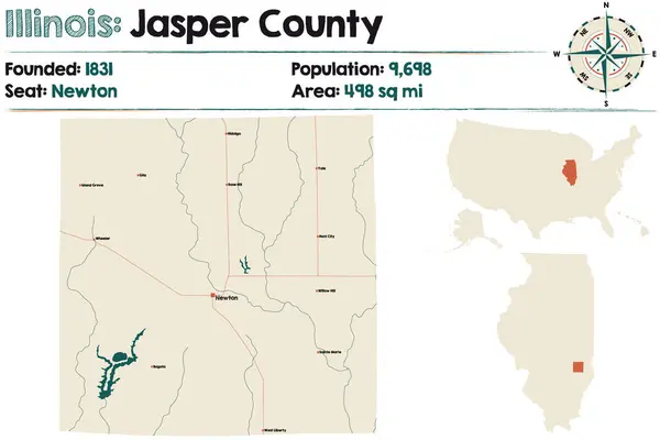 Illinois Abd Deki Jasper County Nin Eski Bir Oyun Kartının — Stok Vektör