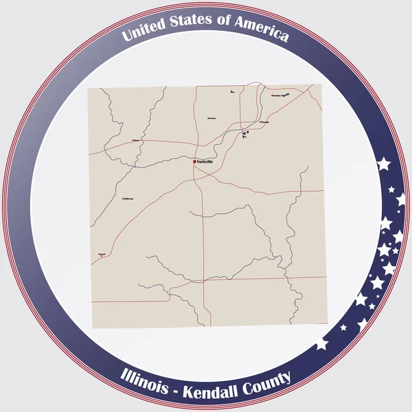 Stor Och Detaljerad Karta Över Kendall Län Illinois Usa — Stock vektor