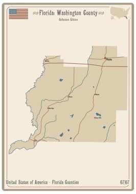 Florida, ABD 'deki Washington eyaletinin eski bir oyun kartının haritası..