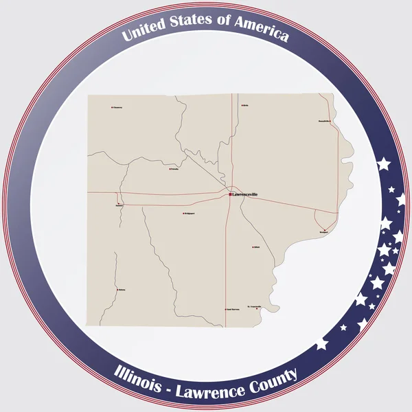 Große Und Detaillierte Karte Von Lawrence County Illinois Usa — Stockvektor