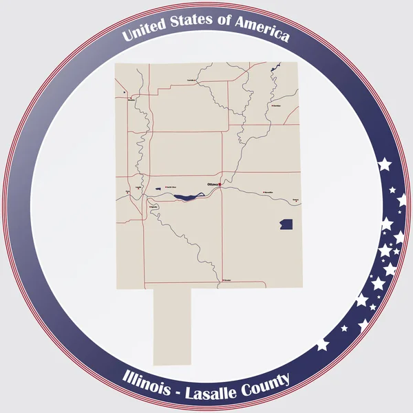 Stor Och Detaljerad Karta Över Lasalle Län Illinois Usa — Stock vektor