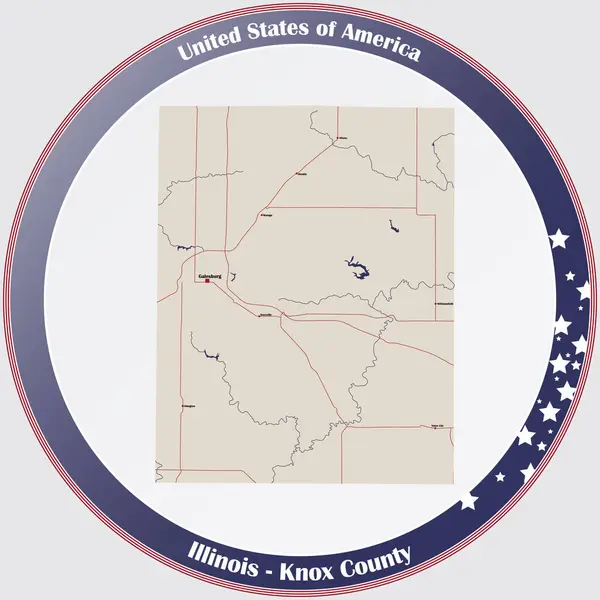 美国伊利诺伊州诺克斯县的大而详细的地图 — 图库矢量图片