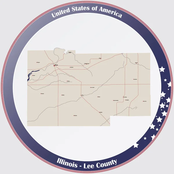 Große Und Detaillierte Karte Von Lee County Illinois Usa — Stockvektor