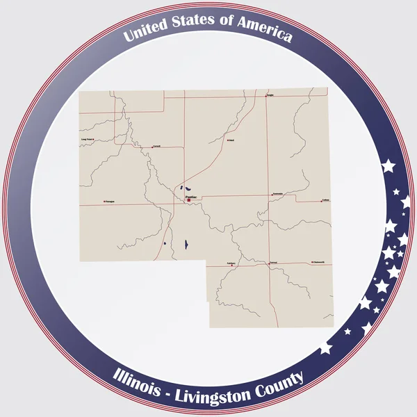 Mapa Grande Detallado Del Condado Livingston Illinois Estados Unidos — Vector de stock