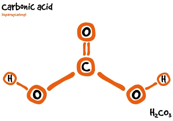 Molécula Extraída Aislada Grande Detallada Forma Ácido Carbónico — Vector de stock