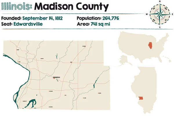 Duża Szczegółowa Mapa Marion County Illinois Usa — Wektor stockowy