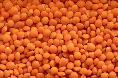 Ayrıntılı ve yakın plan kırmızı mercimek.